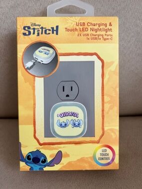 NIB Disney Stitch Ohana USB Charging & Touch LED Nightlight